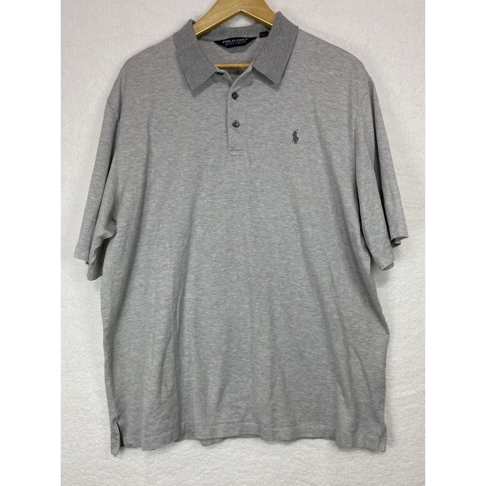 Polo Golf Shirt Mens XL Pima Cotton Gray Herringbone Ralph Lauren